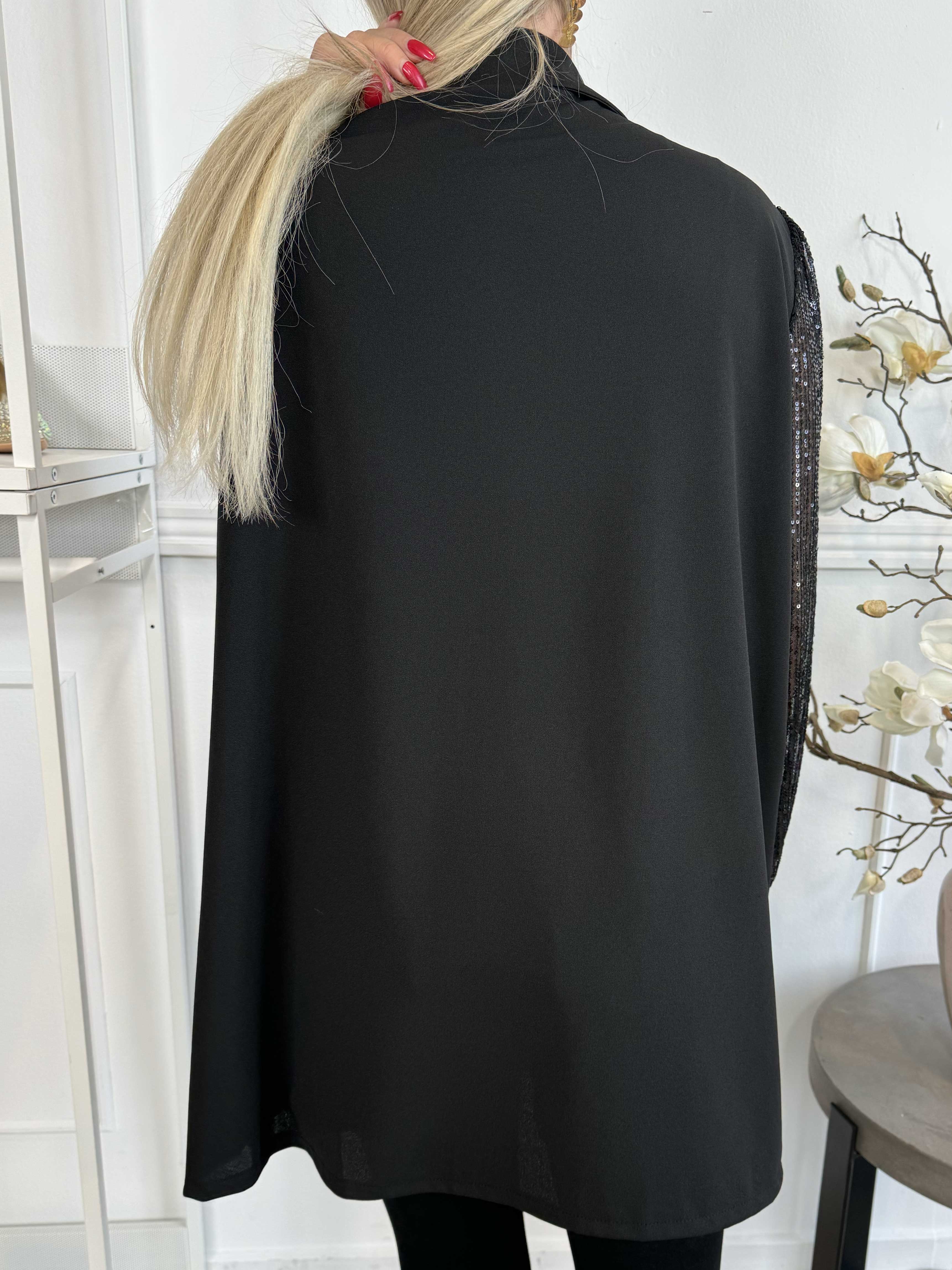 Kata - Oversized kavaj med paljettärmar
